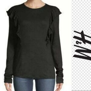 size S H&M black Scooped Ruffled Blouse